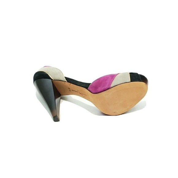 Report Signature Cone Heel Peep Toe Multi-Color Suede Womens US 8.5 - Picture 3 of 8